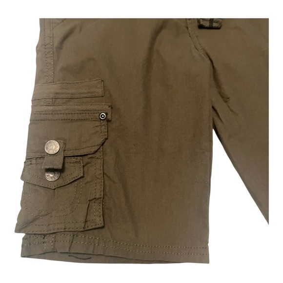 Swiss Cross cargo green olive Boys shorts 7 many pockets belt zip button - Picture 2 of 15